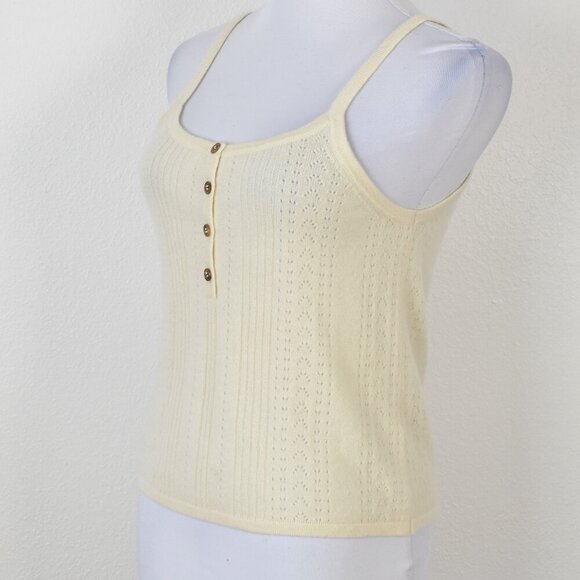 La Ligne Camille Pointelle-knit Cashmere Tank - S - Picture 3 of 9